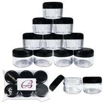 24 Pieces 30G/30Ml Clear Plastic Refillable Jars With Black Round Lids - £27.04 GBP