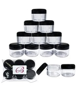 24 Pieces 30G/30Ml Clear Plastic Refillable Jars With Black Round Lids - £28.11 GBP