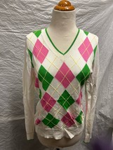 Lilly Pulitzer Women&#39;s Pink, Green, and White Jumper Size Small - £15.03 GBP