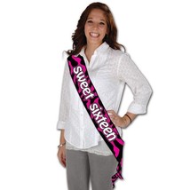 Sweet 16th Birthday Satin Sash 33&quot; x 4&quot; Fabric Sweet 16 Birthday Party Supplies - £9.42 GBP