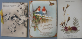 .  Antique 1925 era Christmas Cards, Theme, Nature, Birds, one printed b... - $15.00