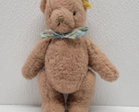 Vintage 8&quot; Steiff Jointed Brown Teddy Bear with Ear Button/Tag Blue Ribb... - $98.95