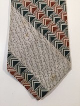 Vintage John Fredrics Tie - 100% Polyester Gray, Green, Orange Striped Geometric - £7.98 GBP