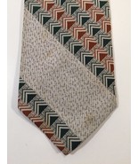 Vintage John Fredrics Tie - 100% Polyester Gray, Green, Orange Striped G... - £7.98 GBP