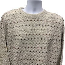VTG St John’s Bay Sweater L Tall Ivory Thick Grandpa Cotton Pullover Cre... - $37.04