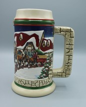 Vintage 1998 Budweiser Holiday Stein Grant&#39;s Farm Holiday Ceramic Clydesdales - £7.82 GBP