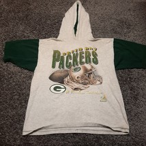 Vintage Green Bay Packers Shirt Adult XL Gray Hooded 1996 90s NFL Riddell - $27.77