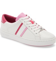 Michael Kors Irving Stripe Women Low Top Sneakers Size US 8M White Pink Leather - £44.62 GBP