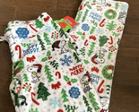 Peanuts womens Christmas Snoopy Plush Pajama Pants New XL Snowflakes - $28.99