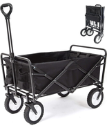 Collapsible Folding Outdoor Utility Wagon, Beach Wagon Cart with All Ter... - $103.10