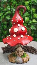 Enchanted Fairy Garden Red White Spotted Crooked Toadstool Mushroom Figu... - $27.99