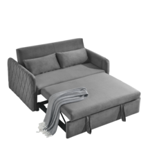 55&quot; Sofa Bed with 2 Arm Pockets Velvet Loveseat with Pull Out Bed and 2 ... - £442.65 GBP
