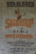 Vintage ~ Burlap Bag ~ Idaho Sharp U.S. No. 2 Potatoes ~ Burlap/Jute Sack ~ 9 - £17.72 GBP