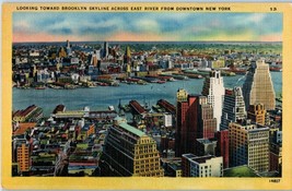 Aerial View Brooklyn Skyline from Downtown New York City New York Postcard - £11.57 GBP