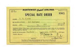 Northwest Orient Airlines Special Rate Order Form 1962 - $11.88