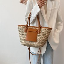 Summer Handmade Bags for Women Large Capacity Straw Bags Woven Basket Tote Top H - £41.03 GBP