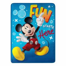 Disney Mickey Mouse Fun Starts Here 46 X 60 Silk Touch Throw Blue - £35.94 GBP