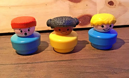 Vintage 1990 Fisher Price Little People Lot of 3 Yellow , Blue Girls &amp; Boys - £8.59 GBP