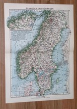 1932 Original Vintage Map Of Scandinavia / Sweden Norway - £17.17 GBP
