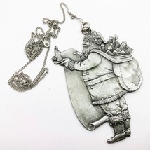 Santa With List White Swan Pewter Necklace Ornament ~ 1992 ~ NIB - $19.79