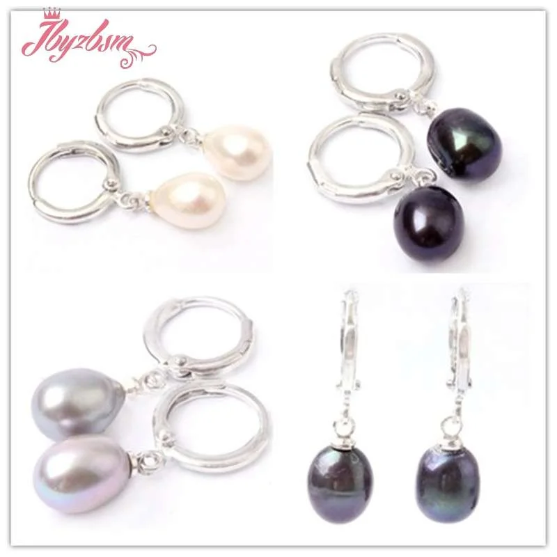 Ray white black cultured freshwater pearl stone beads tibetan silver earrings for woman thumb200