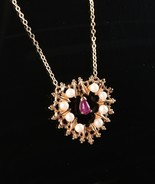 *14K Yellow Gold Ruby Pearl Heart Pendant Necklace 15&quot; - $399.99