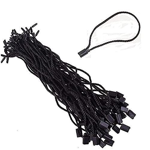 7&quot; 1000 Pc BLACK Hang Tag Nylon String Snap Lock Pin Loop Fastener Hook ... - $17.31