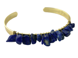 Goldtone &quot;AZuCar&quot; Cuff Bracelets with Unpolished Iolite Stones - $7.60
