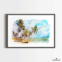Premium Art Print Playa Rincon in Dominican Republic in Watercolors, by Dreamfra - £31.02 GBP+