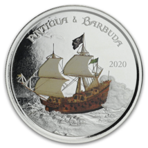 1 Oz Silver Coin 2020 EC8 Antigua &amp; Barbuda $2 Scottsdale Color Proof Ru... - £100.60 GBP