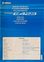 Yamaha PSR-E423 Digital Keyboard Original Data List Supplemental Manual Booklet. - £15.77 GBP