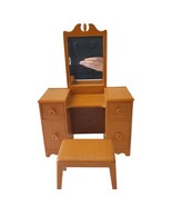 Vintage Style Dollhouse Vanity Set Mirror &amp; Stool Functional Drawers &amp; D... - £13.48 GBP