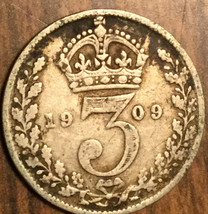 1909 UK GB GREAT BRITAIN SILVER THREEPENCE COIN - £5.57 GBP