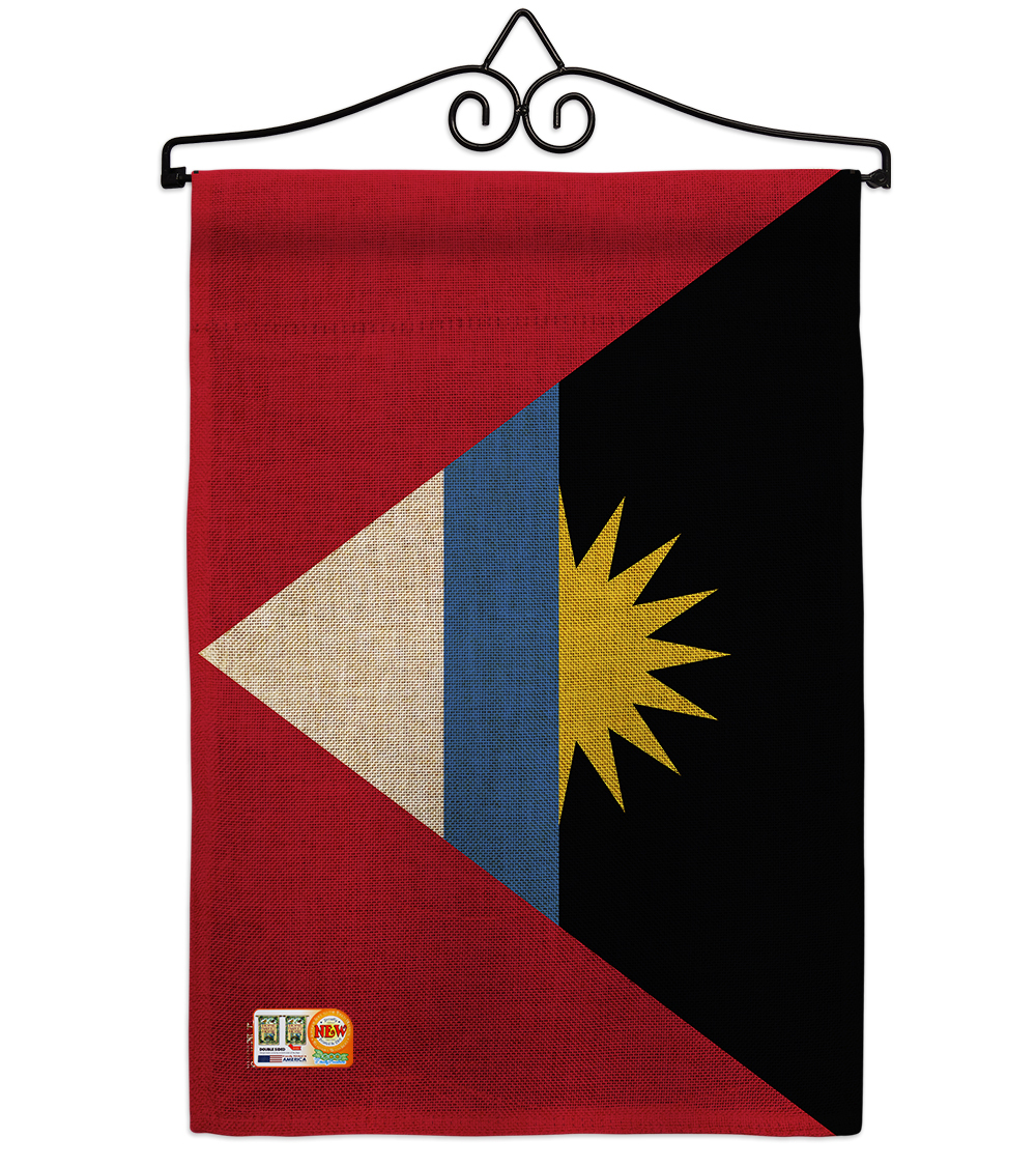 Primary image for Antigua & Barbuda Burlap - Impressions Decorative Metal Wall Hanger Garden Flag 
