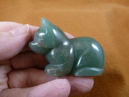 (Y-CAT-LDC-701) little green KITTY CAT gemstone STONE carving figurine gem cats - £14.08 GBP