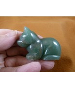 (Y-CAT-LDC-701) little green KITTY CAT gemstone STONE carving figurine g... - £13.78 GBP