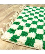 Green rug Runner, Checkered Morrocan Rug Wool Moroccan Rug, Checked Moro... - £195.35 GBP