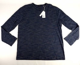 Vince Long Sleeve Men&#39;s T-Shirt XL Blue Grey Striped New - £35.85 GBP