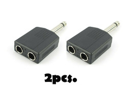 New 2x Mono 6.35mm 1/4&quot; Splitter 1 Male Plug to 2 Female Jack Audio Y Adapter - £9.95 GBP