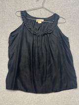 Michael Kors 100% Silk Women&#39;s Satin Blouse Tank Top Size 10 Black Minim... - $21.88