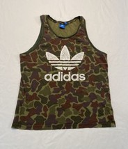 Adidas Trefoil Tank Top Green Camouflage Camo Mens Large Loose Fit - £7.66 GBP
