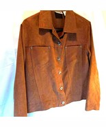 Chicos Women&#39;s Shirt Jacket Brown Waist Length Buttons Pockets Collar XL - $490.98 MXN