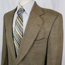 Embassy Square Silk Linen Mens Sport Coat Jacket 42L Two Button Olive Gr... - $28.99