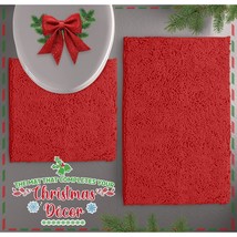 Red Christmas Bathroom Rugs Holiday Dcor, Luxury Chenille Bath Mat Set, ... - £28.20 GBP