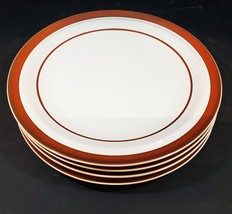Set of 4 Vintage Sierra Stoneware Dinner Plates Brown Stripe 10.25&quot; Simp... - £47.36 GBP