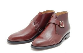 Men&#39;s Handmade Pure Leather Formal Monk Strap Boots - £182.01 GBP