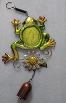 Painted Tin Glass Decorative Display Art Frog Suncatcher Wind Chime Wall - $14.85
