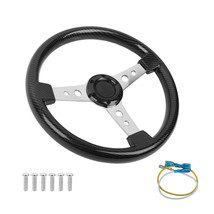 Universal 6 Holes 350mm 14&quot; Racing Steering Wheel ABS Carbon Fiber Look ... - £46.36 GBP