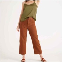 Quince Stretch Cotton Twill Wide-Leg Crop Pant Rust Brown High Rise Size... - $20.69
