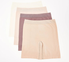 Breezies Set of 4 Cotton Long Line Panty Pack- NEUTRAL, LARGE - $25.29